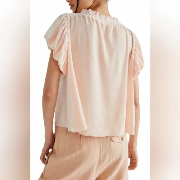 NWT Free People Terese Velour Crop Top - Pink Tint - Picture 3 of 12